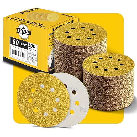 100PCS 5 Inch 80 Grit 125mm 8 Hole Sanding Discs Sandpaper by TPmax