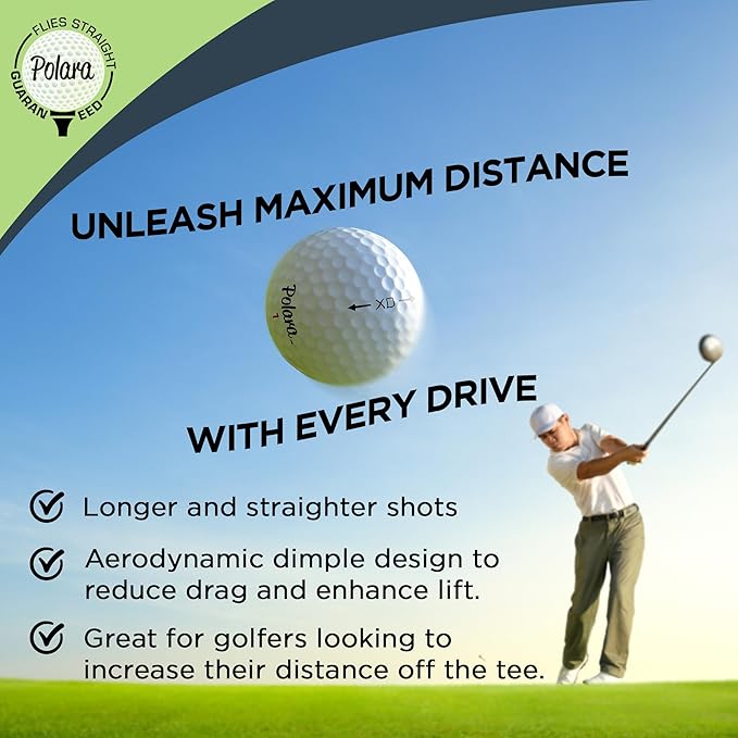 Polara Self-Correcting Golf Balls – High-Performance Golf Balls with Soft Feel, Anti-Slice & Hook Correction, Exceeds USGA Limits, Dimple Design for Maximum Distance, Golf Accessories for Men & Women