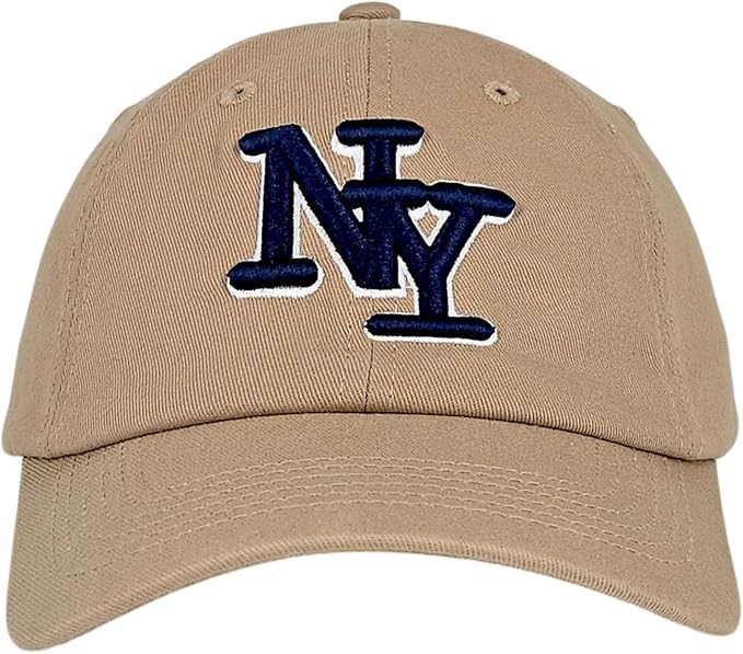 NY 3D Embroidered Cotton Dad Hat – New York Baseball Cap, Adjustable Metal Buckle Strap, Unstructured Low-Profile Style