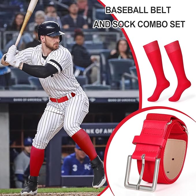 XZQTIVE Baseball Softball Socks and Baseball Softball Belt Combo Set Knee-High Soccer Socks for Kids Youth Adult