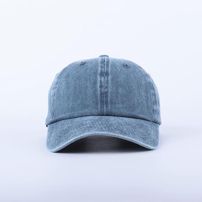 LANGZHEN Unisex Baseball Cap 100% Cotton Fits Men Women Washed Denim Adjustable Dad Hat