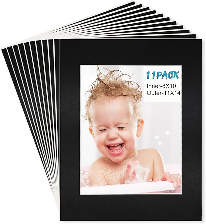 Egofine 11x14 Black Picture Mats Pack of 11, Frame Mattes by Egofine