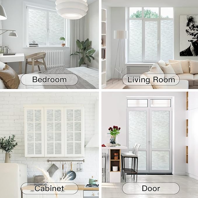 Haton Window Privacy Film, Frosted Glass Static Cling Sun Heat Blocking Window - Image 9