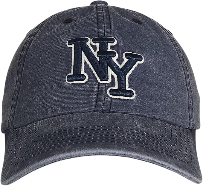 NY 3D Embroidered Cotton Dad Hat – New York Baseball Cap, Adjustable Metal Buckle Strap, Unstructured Low-Profile Style