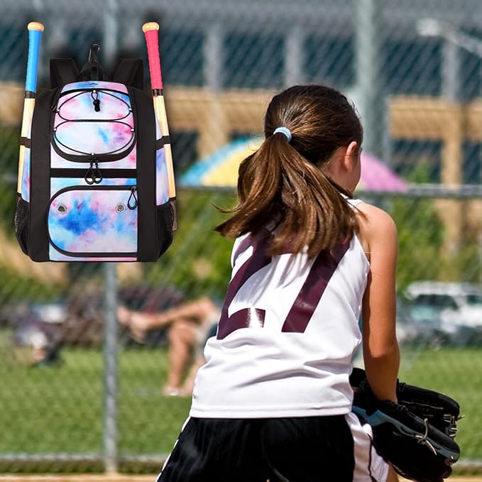 MATEIN Softball Bag, Lightweight Baseball Backpack with Shoe Compartment, Baseball Bag with Fence Hook for TBall Bat & Equipment, Softball Gifts Catchers Backpack for Women Fit Catcher’s Mitt, Helmet