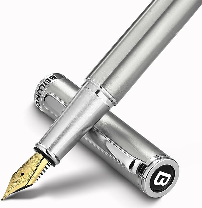 BEILUNER Luxury Fountain Pen Set, Solid 24K Gilded Fine Nib by BEILUNER