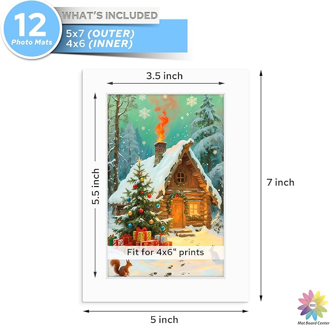 Mat Board Center, 5x7 White Mats - Image 2