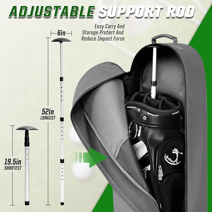 DAREKUKU Golf Travel Bags for Airlines with Adjustable Support Rod and Detachable Shoulder Straps, Hard case Top Soft Foldable Golf Club Travel Covers