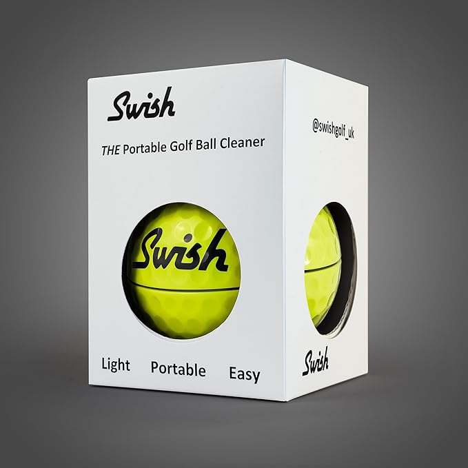 Swish Portable Golf Ball Cleaner – Clip-On Golf Accessory for Bag or Cart – Perfect Golf Gift