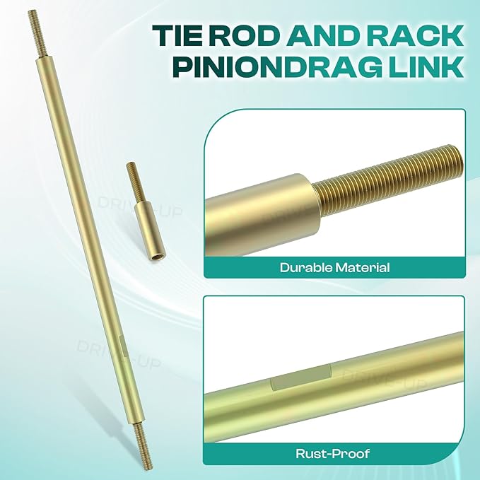 DRIVE UP Golf Cart Tie Rod, Ball Joints and Rack Pinion Drag Link Kit for Club Car DS, Carryall, Turf, Villager 2009-Up Gas and Electric Golf Carts, OEM 103354701 103653401 102022601 102022602