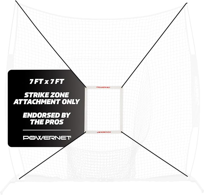 PowerNet Strike Zone Pitching Aid for 7 & 8 FT Nets, Baseball Training Equipment for Pitching Drills and Location Accuracy, Solo or Team Pitcher Training Aid, Net Sold Separately - Attachment Only