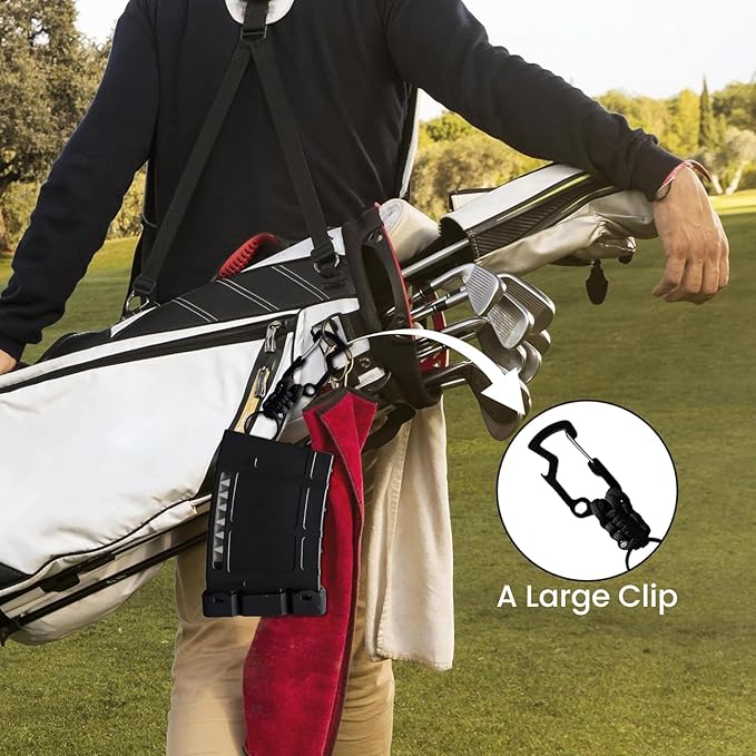 Teemags Golf Tee Holder – Black Clip-On Tee Caddy for Belt or Bag | Holds Up to 18 Tees | Durable & Lightweight Golf Accessory Made in The USA