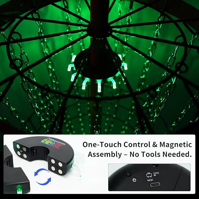 X-UFO Disc Golf Basket Frame Sensor Light and Automatic Color Change, Compatible with Disc Golf Basket Frames