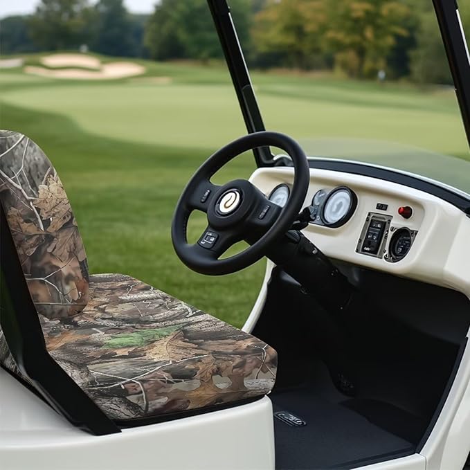 Bulopur Branch Camouflage Golf Car Seat Cover Set Dustproof Seat Cover Fit for EZGO Club Car 2 Person Seats Golf Carts Frontseat Sun Protection