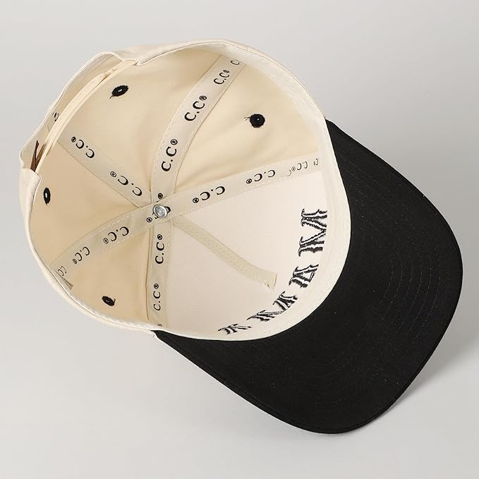 MIRMARU Two-Tone Vintage Canvas Trucker Hats for Men & Women, Adjustable Size Baseball Caps with Trendy Embroidered Design