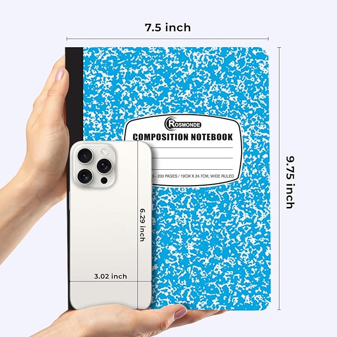 Rosmonde 5 Pack Composition Notebook Wide Ruled, 200 Pages, 9-3/4x7-1/2 - Image 3