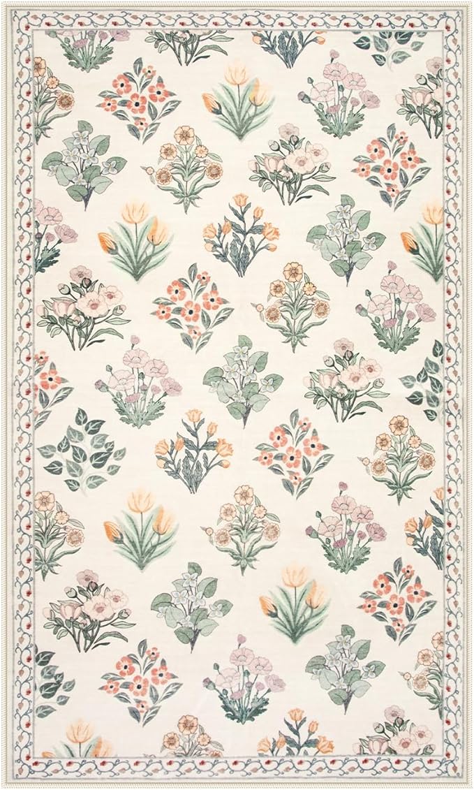 Wonnitar Floral Machine Washable 3x5 Rug, Small Area Rug - Image 8