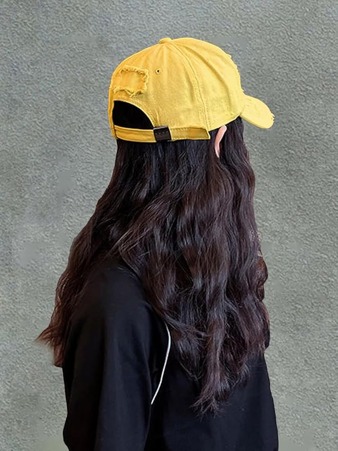 Unisex Ripped Distressed Denim Ring Baseball Cap Hip Hop Vintage Dad Hat Adjustable