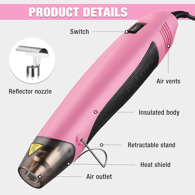 WORKPRO Heat Gun, 400W Mini Hot Air Gun - Image 3