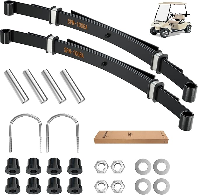 Heavy Duty Rear 4-Leaf Spring Kit with Bushings & Sleeves for Club Car DS Golf Cart Accessories OEM 102006501, 1014675, 1011149, 1012618, 1015583, 1012303, 1014902