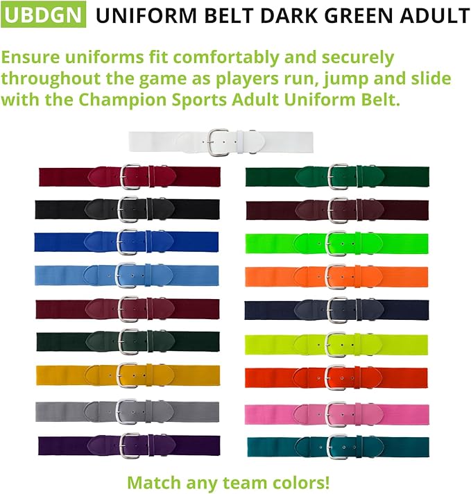 Champion Sports Baseball & Softball Belt – Stretch Fit Uniform Belt for Youth & Adult Players, Multiple Colors