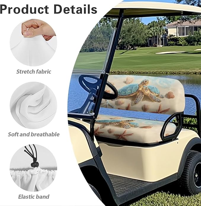 Suobstales Golf Cart Front and Rear Seat Cover Set for EZGO TXT RXV & Club Car DS 2 Passenger, Washable Bench Seat Covers Kit