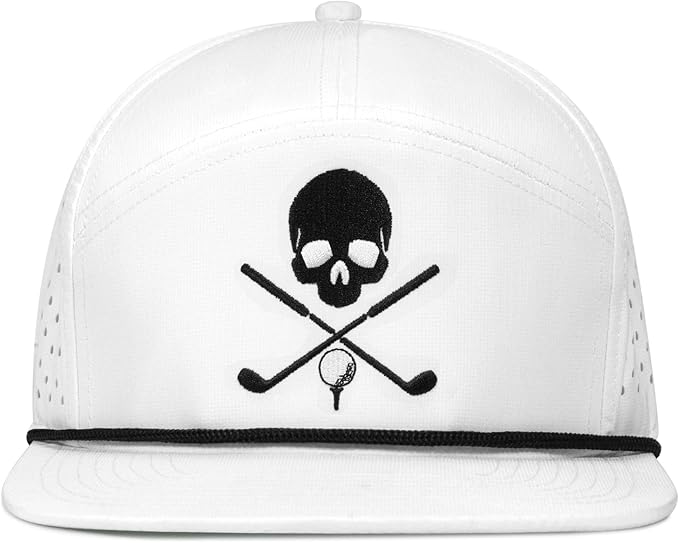 Bamveio Funny Golf Hats Flat Bill for Men Women,Golf Gifts Skull Baseball Cap for Adults Humor
