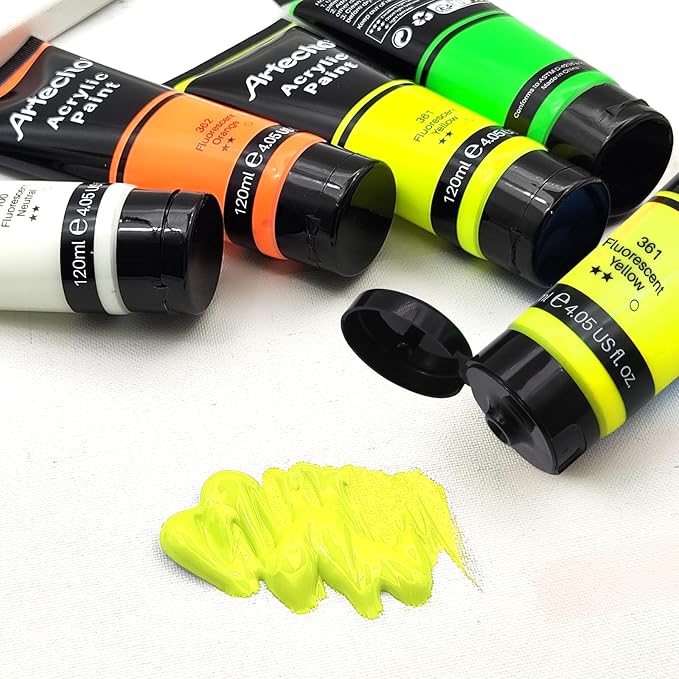 Artecho Glow in the Dark Paint, Neon Yellow Paint Tubes, Art Craft Paints - Image 3