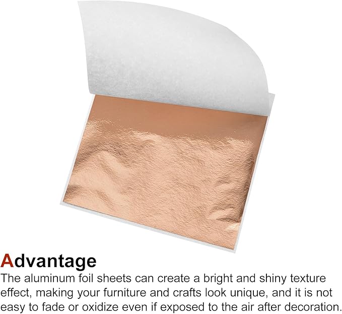 MECCANIXITY Gold Leaf Foil Sheet, Rose Gold Leaf Papers, 3.3 Inch x 3.1 Inch - Image 4