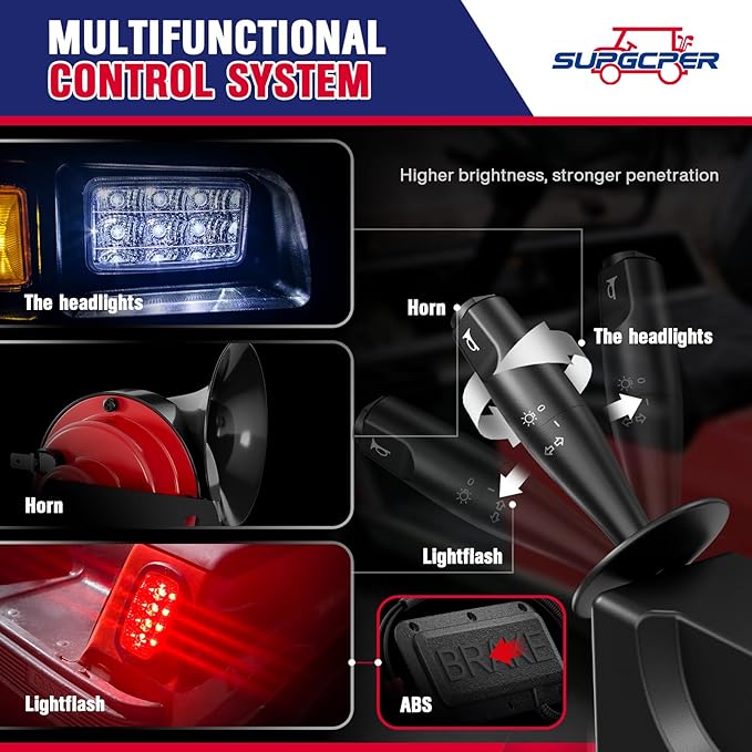 12V Deluxe Club Car DS LED Light Kit, for 1993-UP DS Gas&Electric, Golf Cart Headlight Taillight Kit with Wire Harness Turn Signal Kit Horn Brake Pad, Golf Cart Street Legal Light Kit