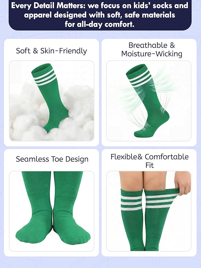 American Trends Kids Toddler Soccer Socks Youth Baseball Softball Football Socks Knee High Accessories for Girls