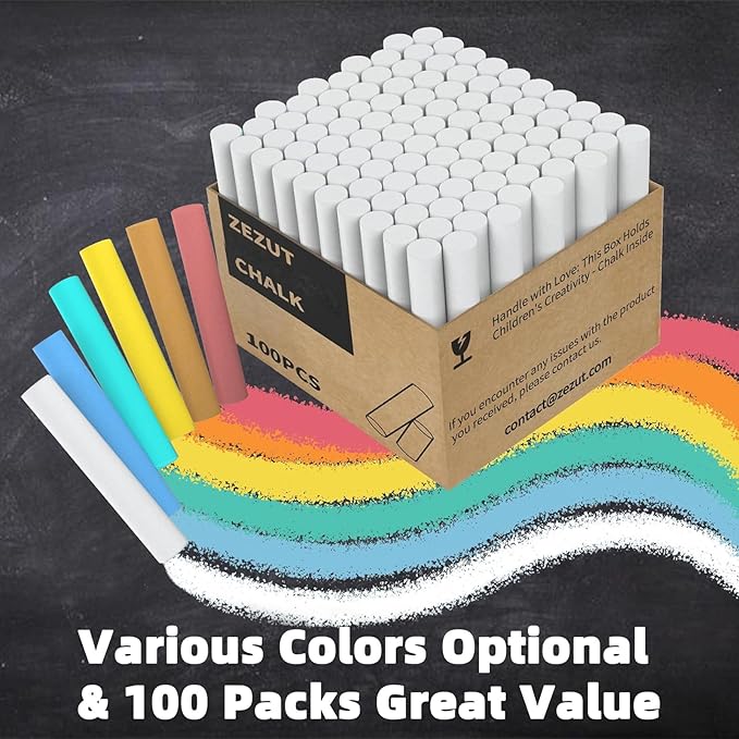 White Chalk 100PCS, Low Dust Chalks Stick Bulk - Image 2