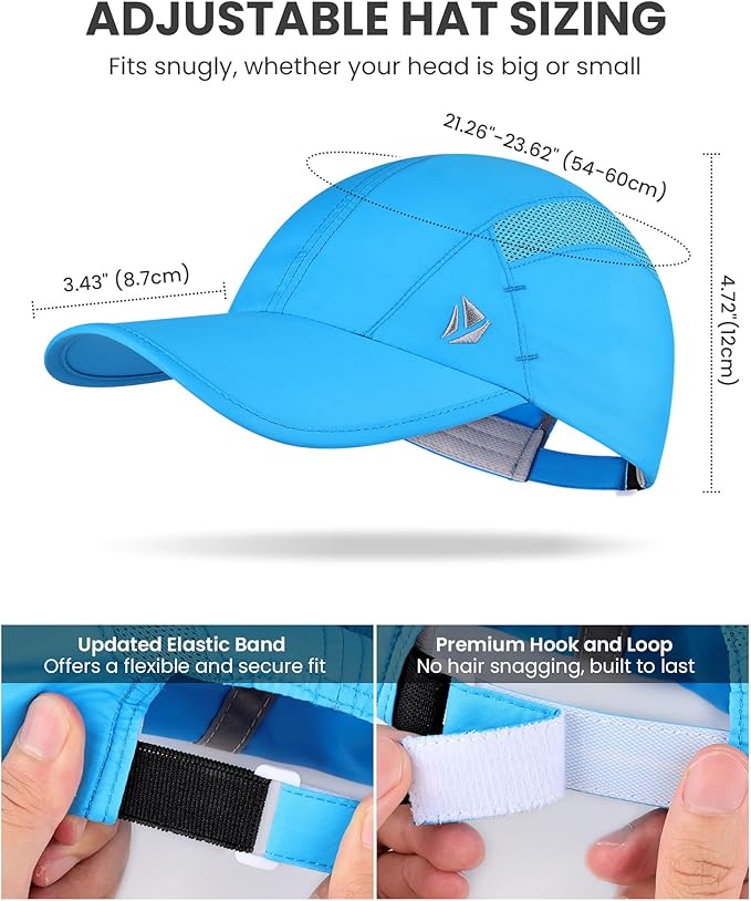 YANIKY Quick-Dry Running Hat for Men & Women Cooling Hat UPF 50+ Thin Baseball Cap Lightweight Breathable Mesh Sport Hats