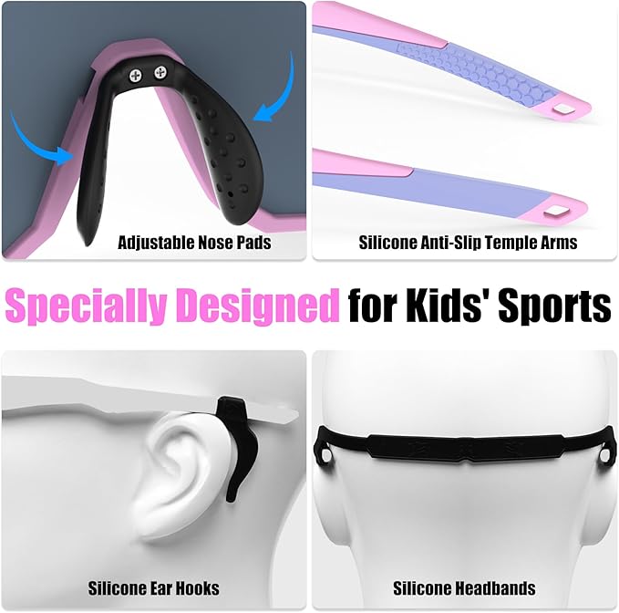 X-TIGER Kids Sunglasses Polarized Youth Baseball Sunglasses for 8-14 boys girls UV400 Sports Softball Cycling Glasses