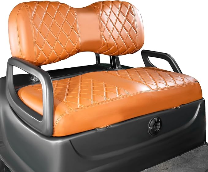 NOKINS Golf Cart Diamond Seat Covers Kit, Fit for Yamaha Drive/Drive 2 OEM Standard Front Seat Cushion, Golf Cart Vinyl Seat Cover, No Nails Required (All Brown)