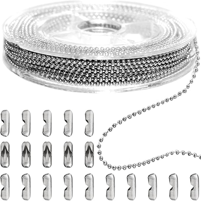 Jishi Steel Ball Chain Bead Dog Tag Chain Beaded Necklace Chains by Jishi