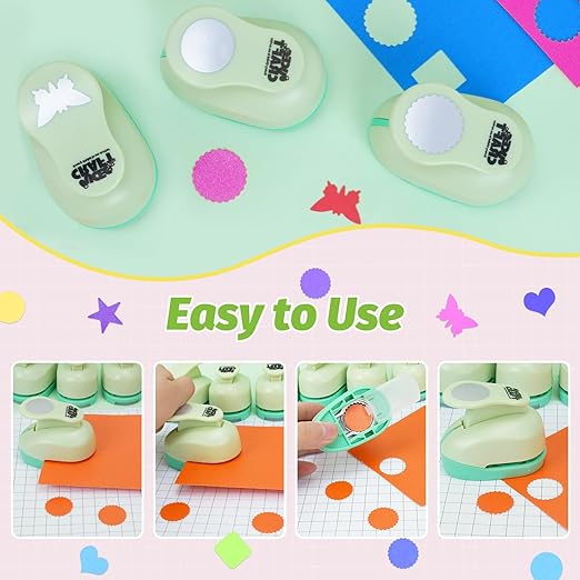 UCEC Hole Punch 1 Inch Craft Hole Punch Shapes, 36 Pieces Hole Puncher - Image 3