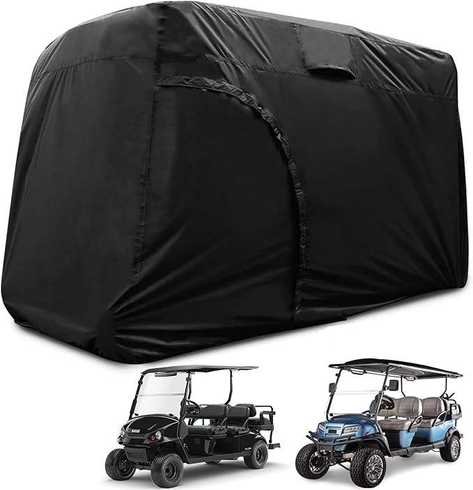 Golf Cart Cover 2/4/6 Passenger, All-Weather Protection Golf Cart Rain Covers, UV Resistant with Windproof Buckle Golf Cart Accessories (Fits for Club Car, for EZGO, for Yamaha)