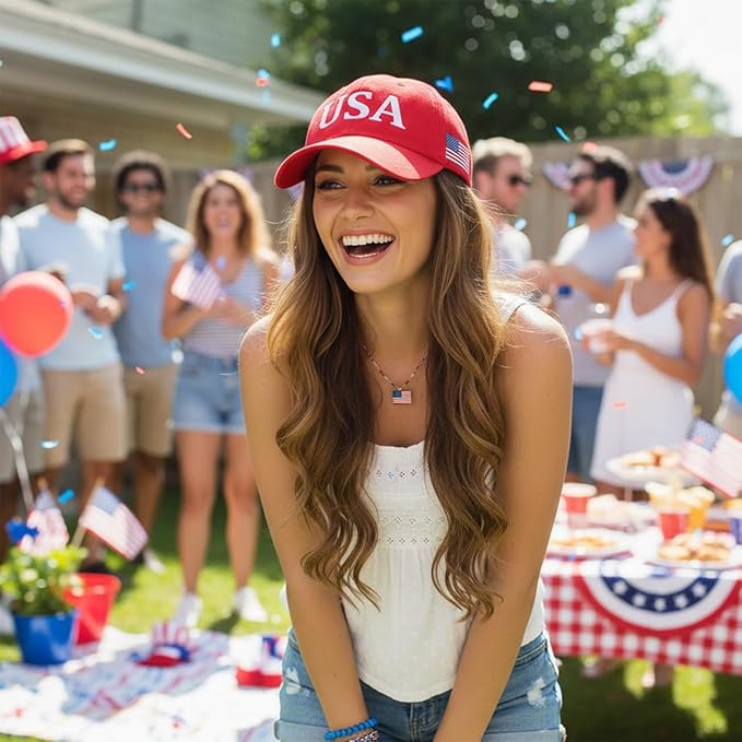 USA Flag Baseball Cap American Patriotic Trucker Hat Father Dad Mother Mom Adjustable Sportswear Hat for Men Women Adults