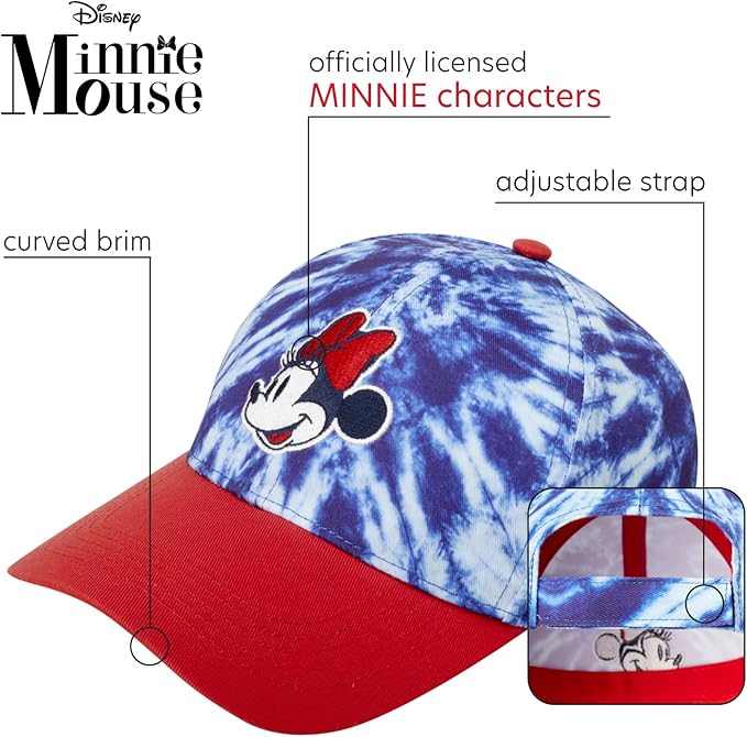 Disney Women's Disney Minnie Mouse Baseball Cap, Tie Dye Adjustable Hat for Women