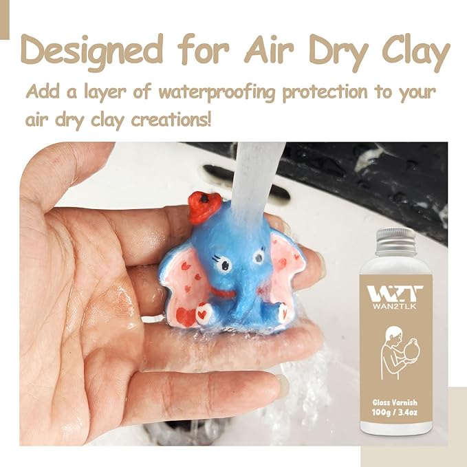 Air Dry Clay Glaze 100ml, Gloss Varnish - Image 6