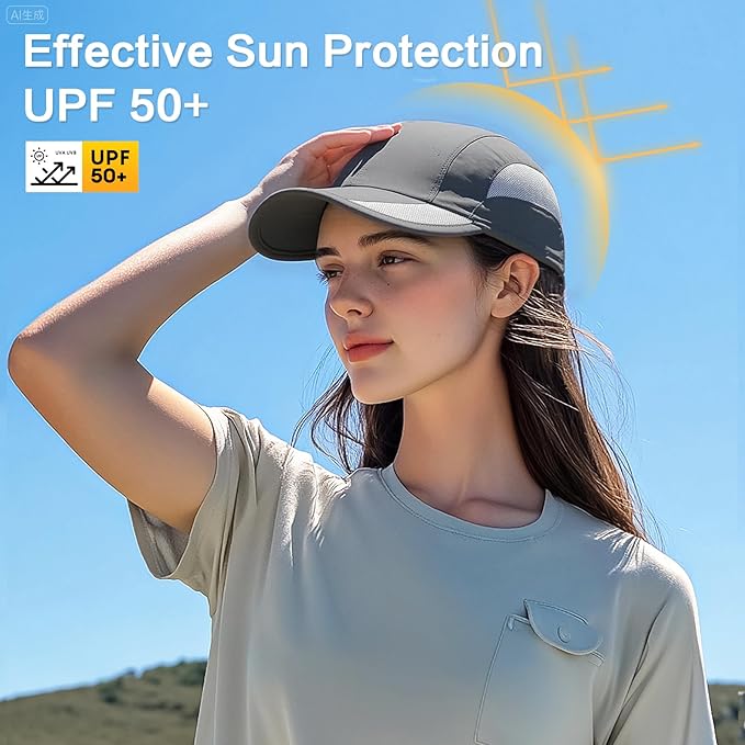 HH HOFNEN Quick Dry Baseball Cap Unstructured Running Cap Water-Resistant UPF 50+ Mesh Golf Sun Hats for Men Women