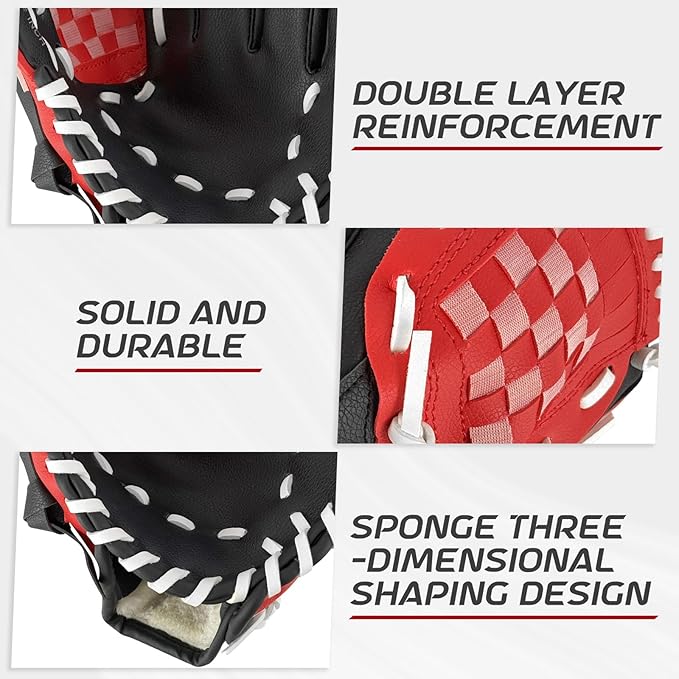 Baseball Glove + Ball Sets, Softball Glove, Baseball Mitt, 10.5''-12.5'' for Youth/Adult Training and Beginner Play, Synthetic Leather Softball Mitt