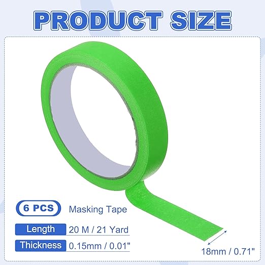 MECCANIXITY Masking Tape 0.7 Inch x 21 Yard Painter's Tape Green Paint Tapes - Image 2