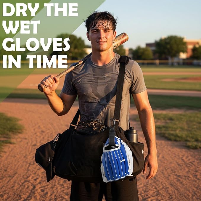 Therwen Adjustable Baseball Glove Clip for Hanging Bags Training Sports Gear Glove Holder Protection Accessory Strap Bag Attachment with Hanging Loops Travel Accessories for Drying