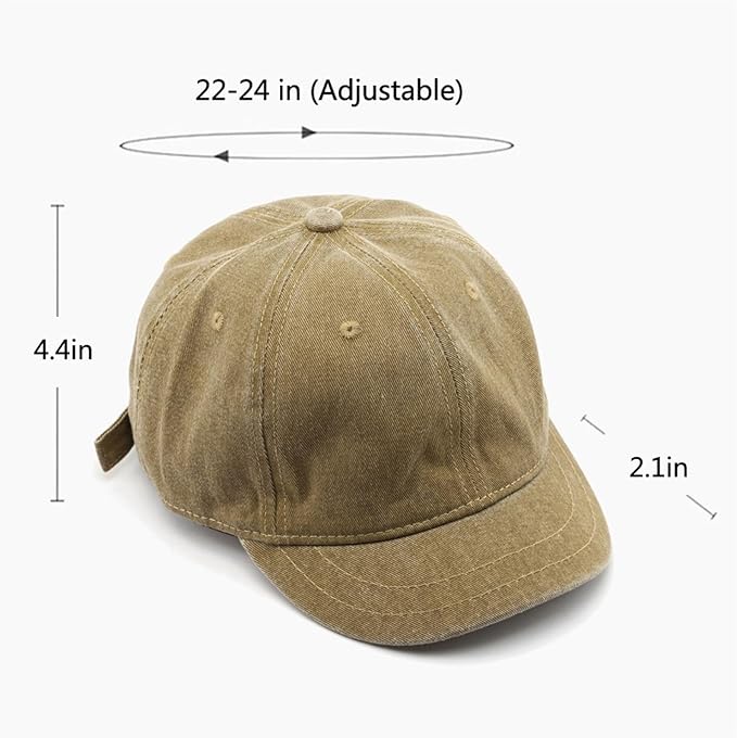 Short Brim Vintage Baseball Cap Adjustable Unstructured Washed Distressed Cotton Blank Dad Hat for Men & Women