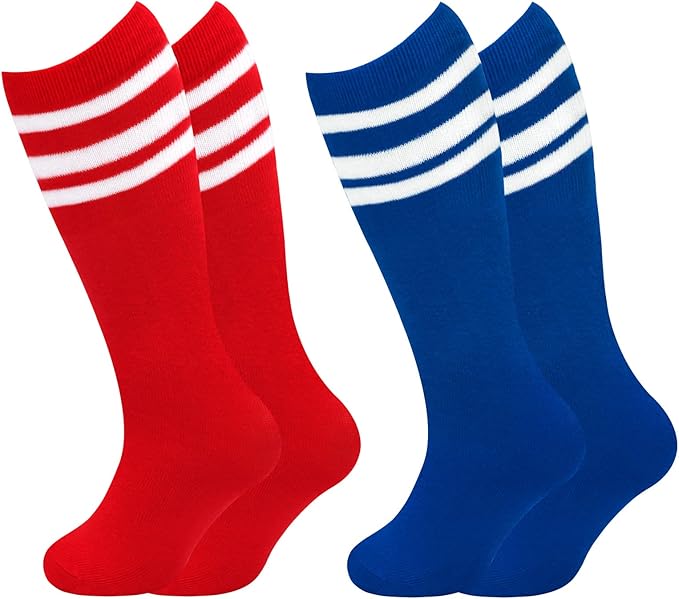 Sarfel Kids Soccer Socks Toddler Soccer Socks Girls Boys Soccer Socks Kids Tube Socks with Stripes Toddler Knee High Socks