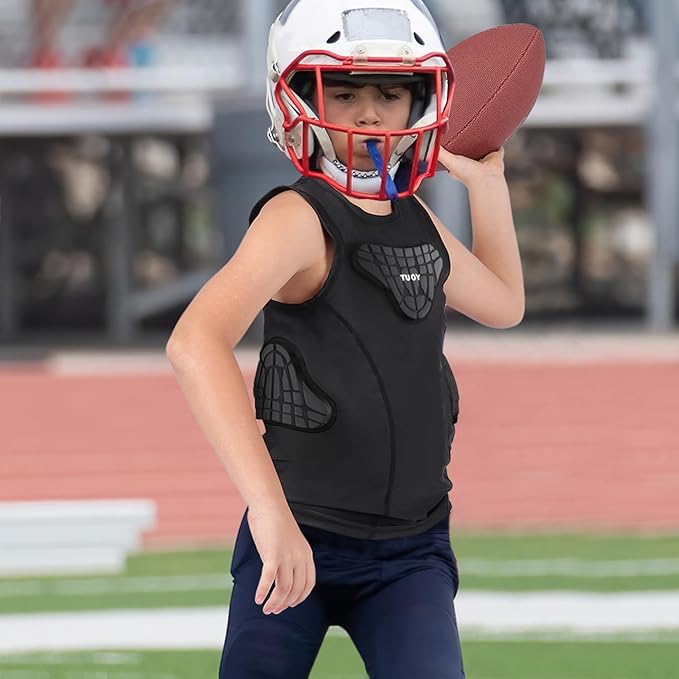 Youth Padded Compression Shirt Vest Rib Chest Protector Football Baseball