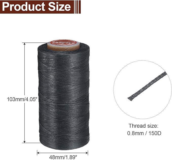 uxcell Flat Leather Sewing Waxed Thread, 270m / 295 Yards Polyester Wax String - Image 2