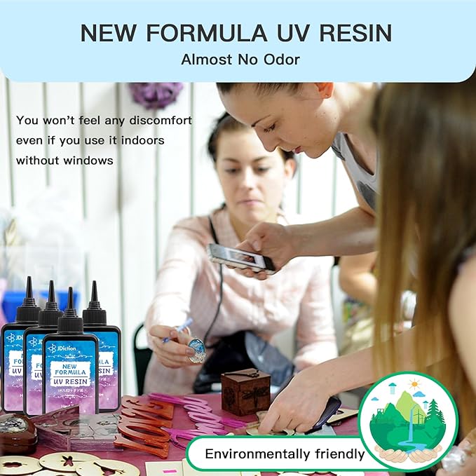 JDiction 400g UV Resin, New Formula Crystal Clear UV Resin Solar Cure Sunlight - Image 3